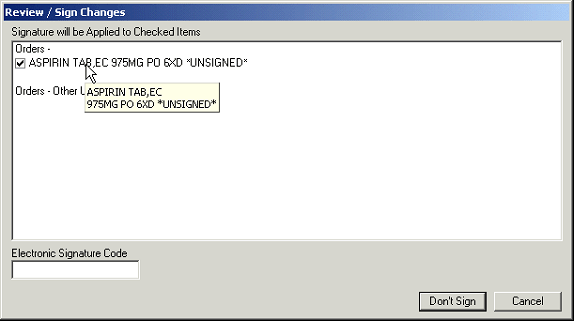 the basic signature dialog