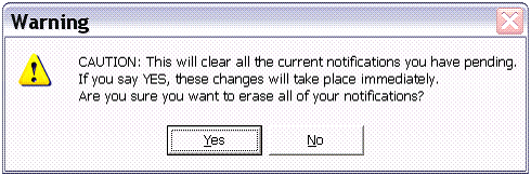 Warning dialog that tells the user that if they proceed all notiications will be cleared.